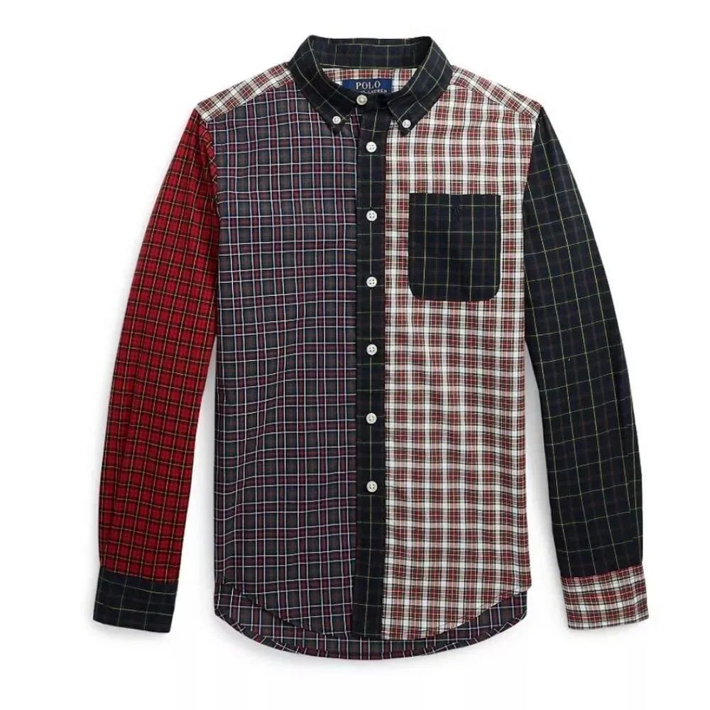 Polo Ralph Lauren Plaid Cotton Poplin Fun Shirt Boys Multi Size 5 New